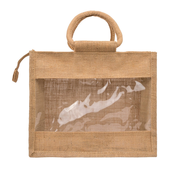 Window 12X10X5 Inch Jute Hamper Bag – With Zip - Image 2