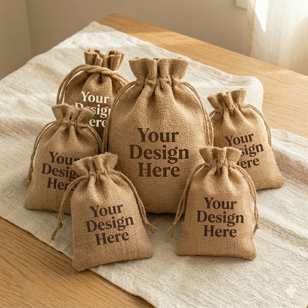 Natural 4x6 Inch Jute Drawstring Bag